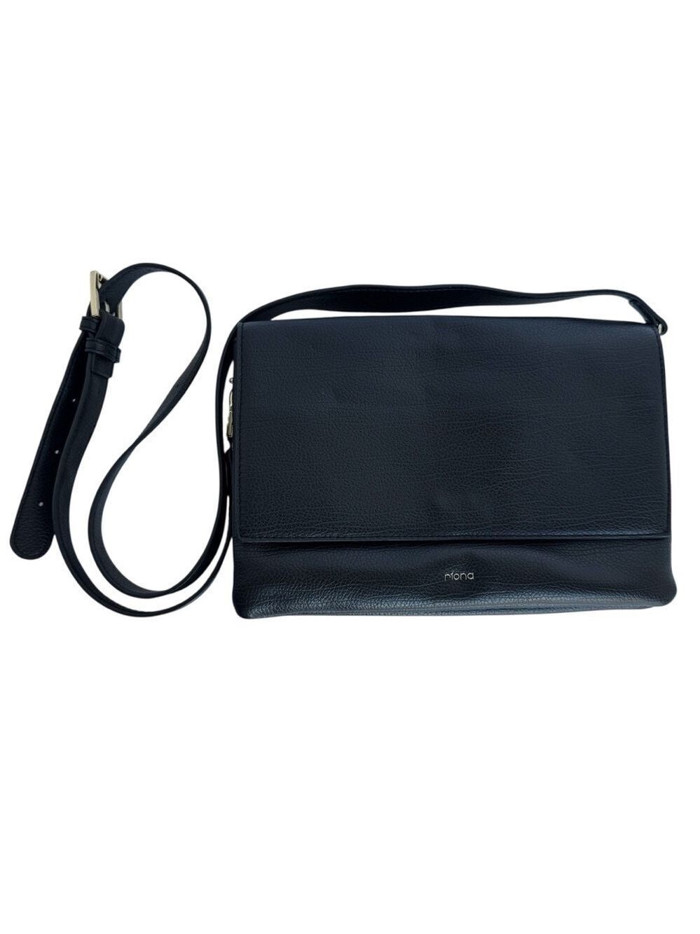 Riona Faux Leather Crossbody Bag Black Adjustable Clutch Versatile Purse EUC
